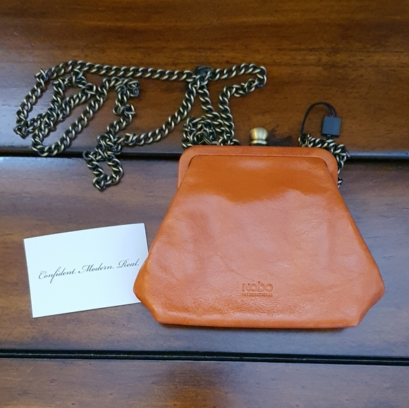 🆕 HOBO Mini Crossbody Leather Bag with Long Chain Strap. NWOT - Picture 6 of 9